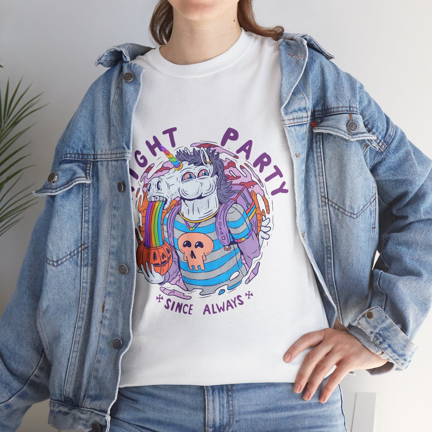 Night Party Unicorn Horse with Rainbow - Unisex Shirt - Basic Shirt